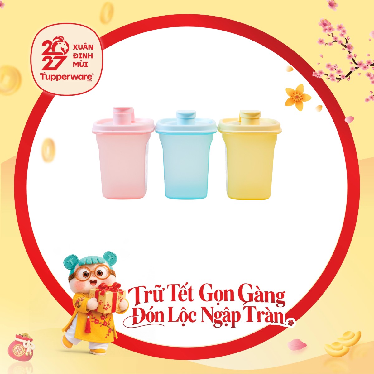 Bộ 3 Bình Nước Tupperware Slim Line Mini 350ml - Màu 2026