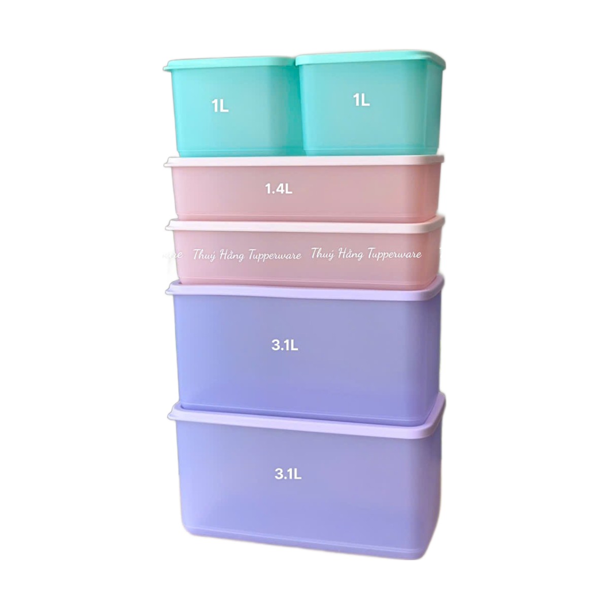 Bộ 6 Hộp Trữ Mát Tupperware Cubix 1L, 1.4L, 3.1L