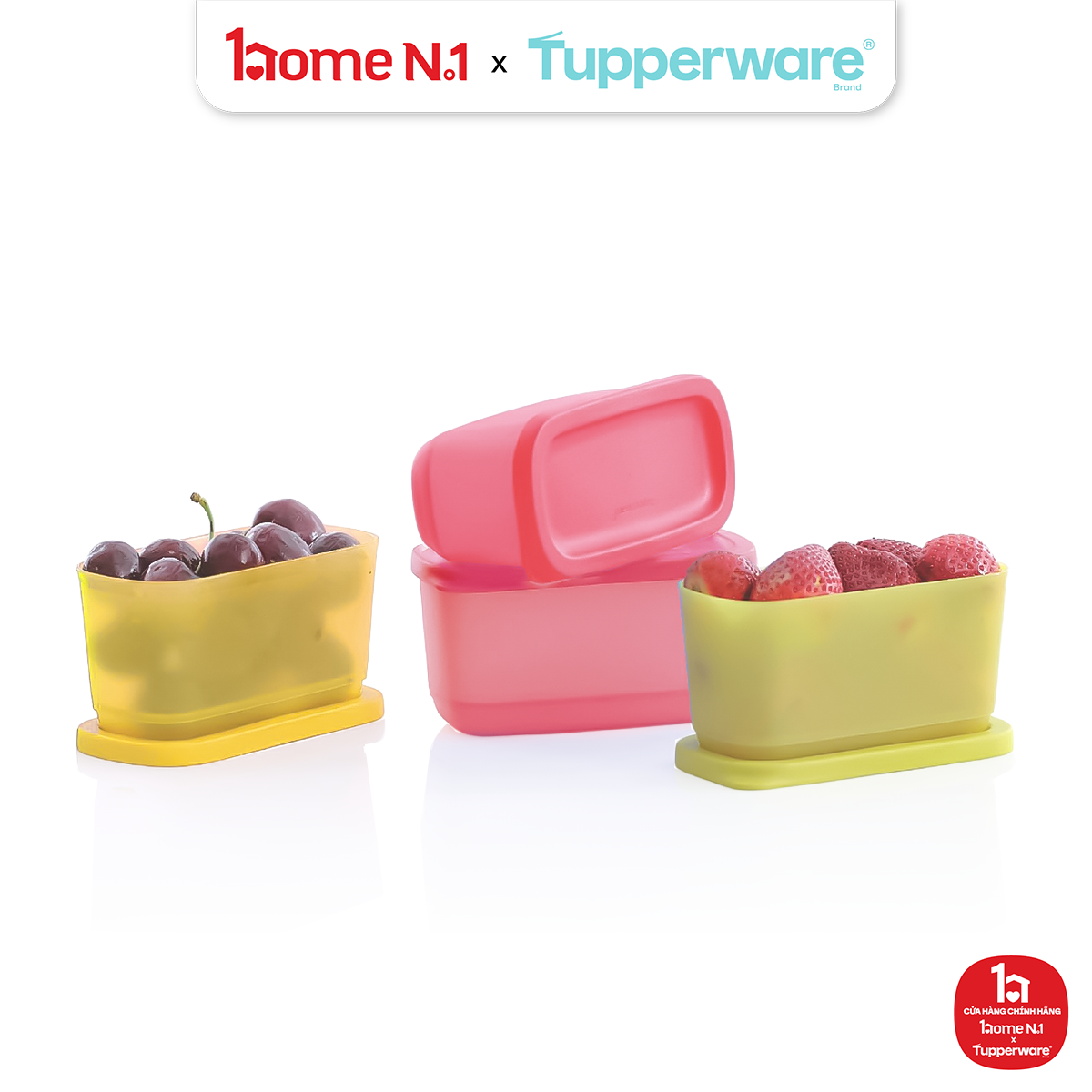 Trọn Bộ 4 Hộp Đựng Thực Phẩm Tupperware Trữ Khô Và Mát Cubix Mini Rectangle 250ml - New Tupperware