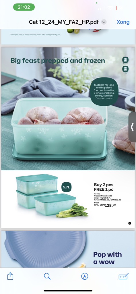 Tupmalay - Hộp Đông Dẻo Tupperware Freemate Gen II 5.7L (01 Hộp)