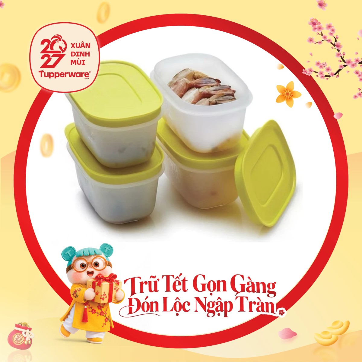 Hộp Trữ Đông Tupperware Gen II 170ml Đông Dẻo - Nắp Vàng