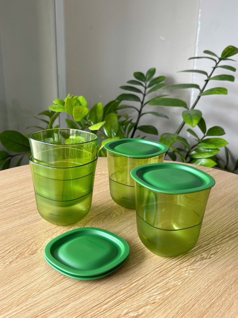 TupMalay - Premium BLSM Glass 230ml - T.M Cốc xanh lá có nắp 230ml