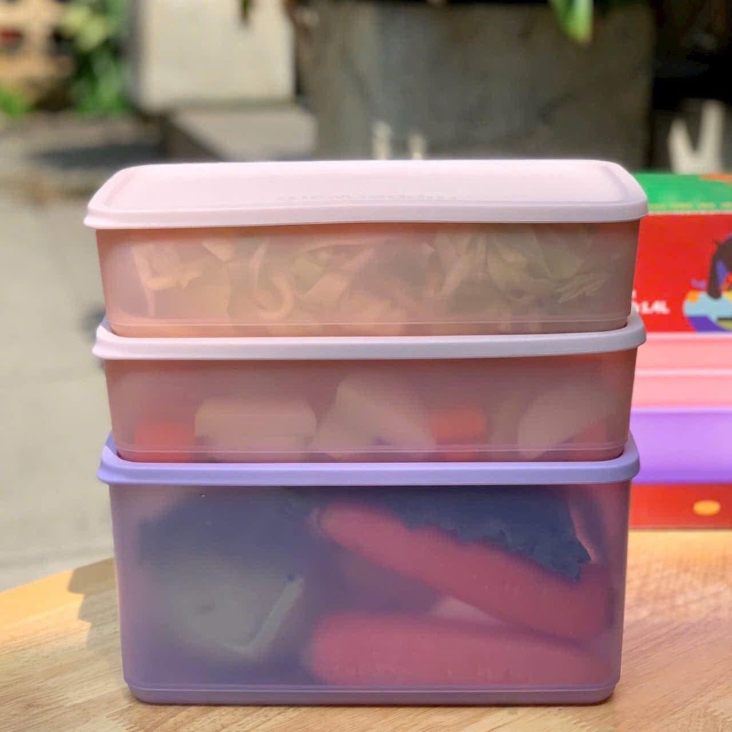 Bộ 3 Hộp Trữ Mát Tupperware Cubix Rectangle 3.1L và 1.4L - New Tupperware