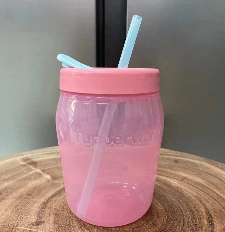 Hộp Jar 550ml có ống hút -màu mới