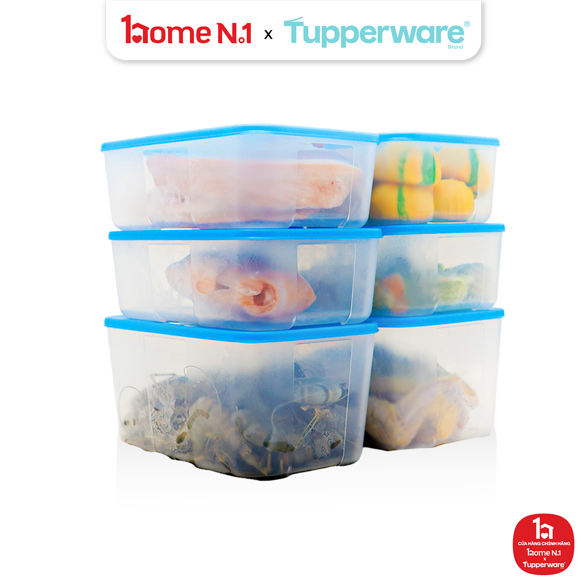 Bộ 6 Hộp Trữ Đông Tupperware Gen I Medium 2.3L & 1.5L
