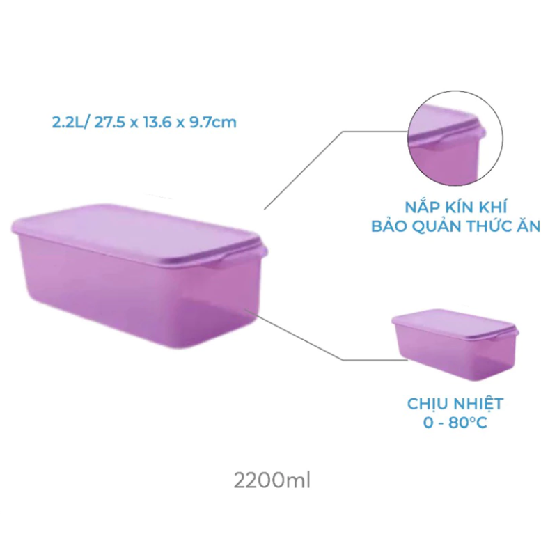 Combo Trọn Bộ Hộp Tupperware Bảo Quản Thực Phẩm Ngăn Mát Freshia Màu tím (5 Hộp)