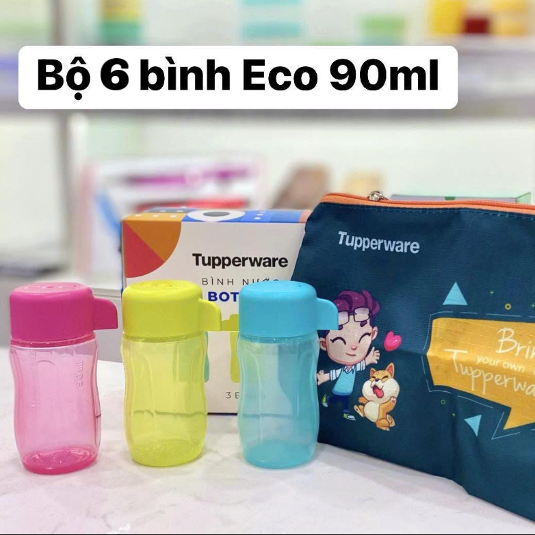Bộ 6 Bình Tupperware Eco 90ml - 3 Màu - Tupperware Trung Chính Hãng