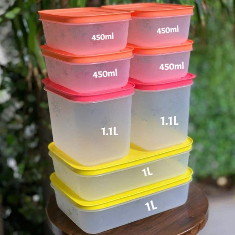 Bộ 8 Hộp  Tupperware Trữ Đông  450ML 1.1L  1L - Thân Trong - Tupperware Trung Chính Hãng