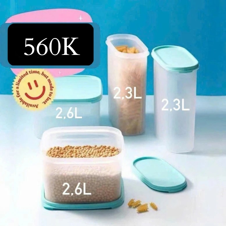 Tuptrung Set 4 Hộp Khô Nắp Xanh Pastel