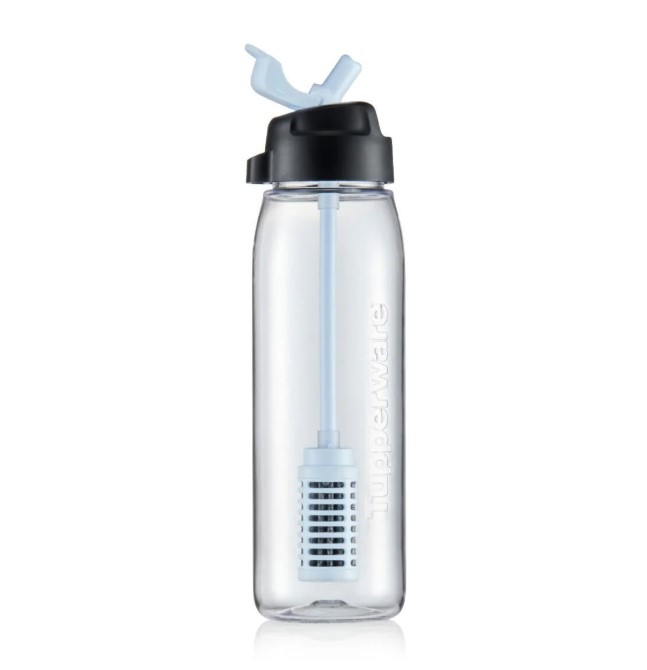 Bình Nước Tupperware Lohas 750ml  - ống Hút Có Lọc Trực Tiếp  Pure And Go Filter Straw Water Bottle Brand New 750ml Drink - Tupperware Malaysia Chính Hãng Blue