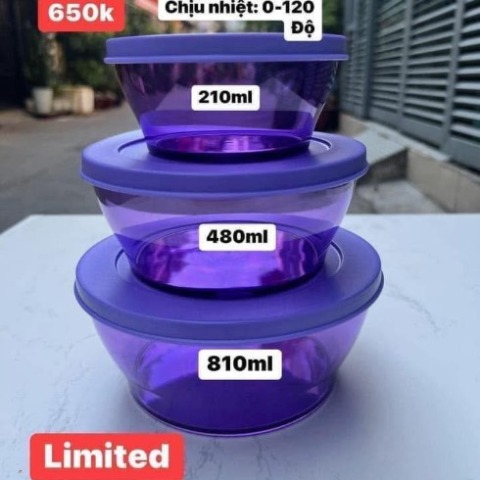 Hộp Tròn Tupperware Clear Bowl Purple - Tupperware Malaysia Chính Hãng
