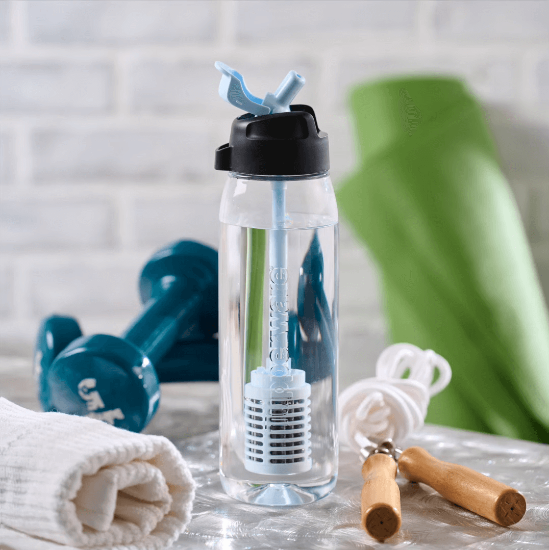 Bình Nước Tupperware Lohas 750ml  - ống Hút Có Lọc Trực Tiếp  Pure And Go Filter Straw Water Bottle Brand New 750ml Drink - Tupperware Malaysia Chính Hãng Blue