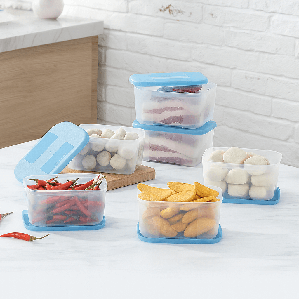 Combo Tuptrung Set 6 Hộp Đông Basic 650ml Nắp Xanh (6 Hộp)