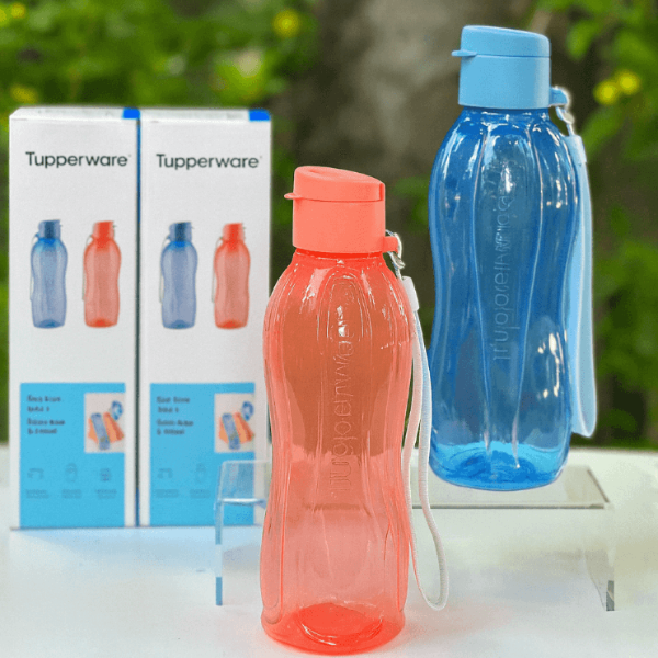 Bộ 2 Bình Nước Tupperware Eco Bottle Gen I 500ml - Nắp Vặn có dây - Tupperware Chính Hãng