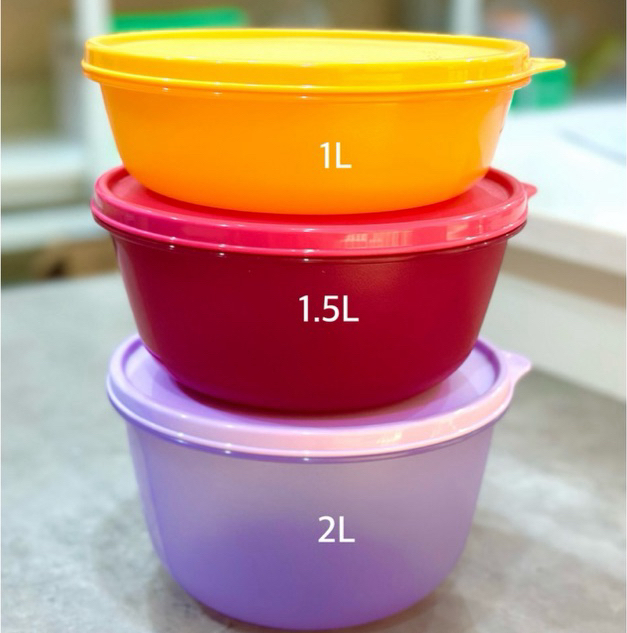 Combo Tuptrung - Hộp Bowl tròn tươi mát Tupperware gồm hộp 1L + 1.5L + 2L - Hộp 2L tím
