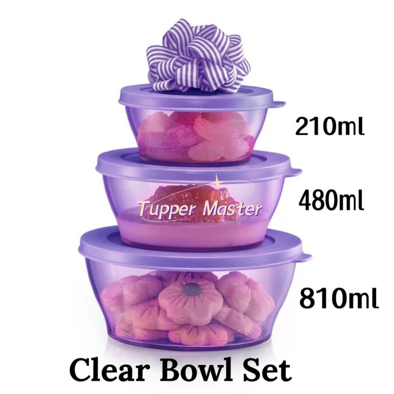 Hộp Tròn Tupperware Clear Bowl Purple - Tupperware Malaysia Chính Hãng