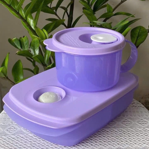 Bộ Hộp Cơm Tupperware 3 Ngăn Màu Tím - Tupperware Trung Chất Lượng