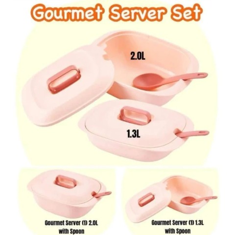 Thố Đựng Cơm Tupperware Gourmet Set Server Bekas Hidang Lauk Dengan Penutup Food Container with Lid - Kèm Vá Nhựa Mềm Đục - Tupperware Malaysia Chính Hãng