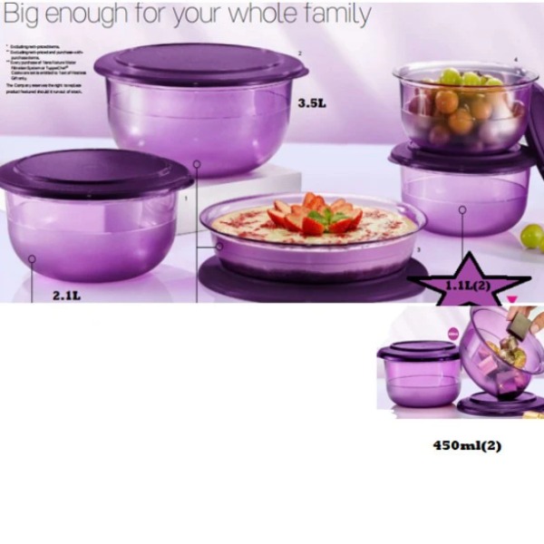Hộp Tô Tròn Tupperware Tím Original JoyServe Bowl Medium 2.5L - Tupperware  Malaysia Chính Hãng