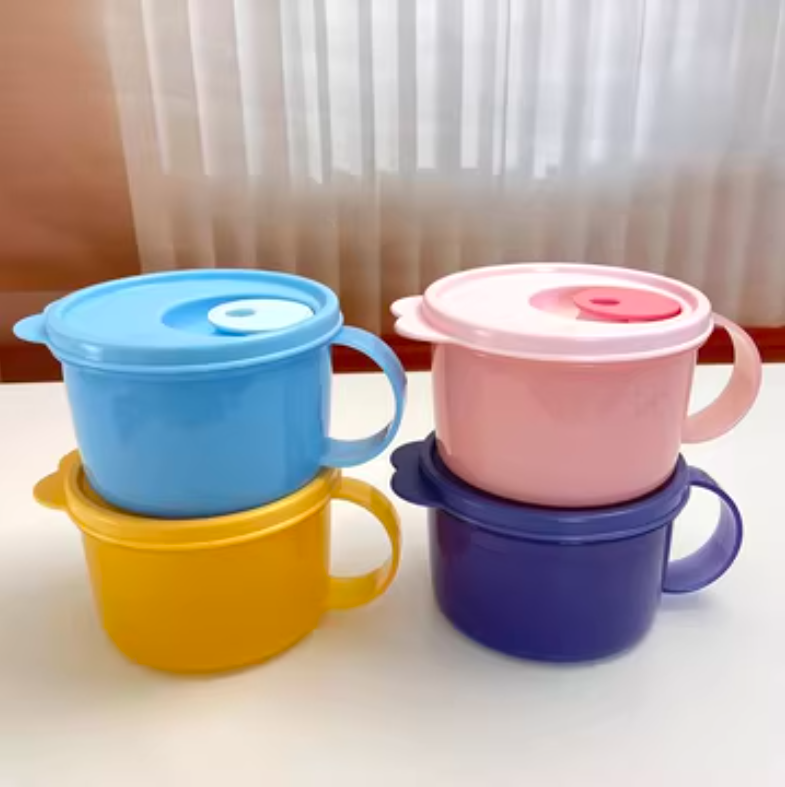 Tuptrung - Hộp đựng LVS có nút thở dạng cốc, có quai - Tupperware Crystal Wave Mug 460ml