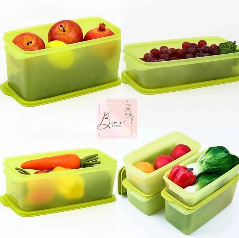 Bộ 4 Hộp Tupperware Trữ Mát 3.1L, 2.2L, 1.3L - Xanh Lá - Tupperware Trung Chính Hãng