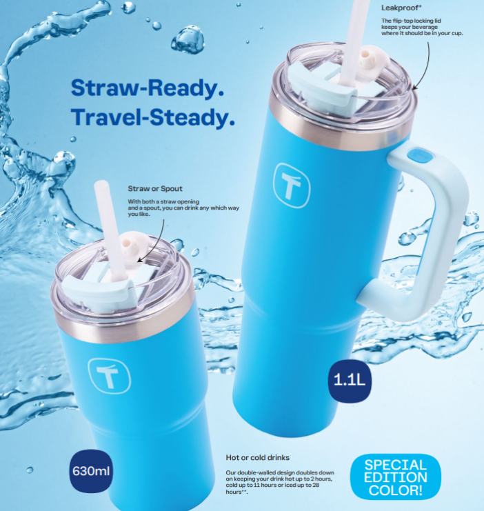Tuptrung - Ly Giữ Nhiệt Tupperware Big T Có Ống Hút 660ml / 1.1L