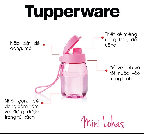 Bình Nước Tupperware Lohas Mini 350ml - New Tupperware Chính Hãng