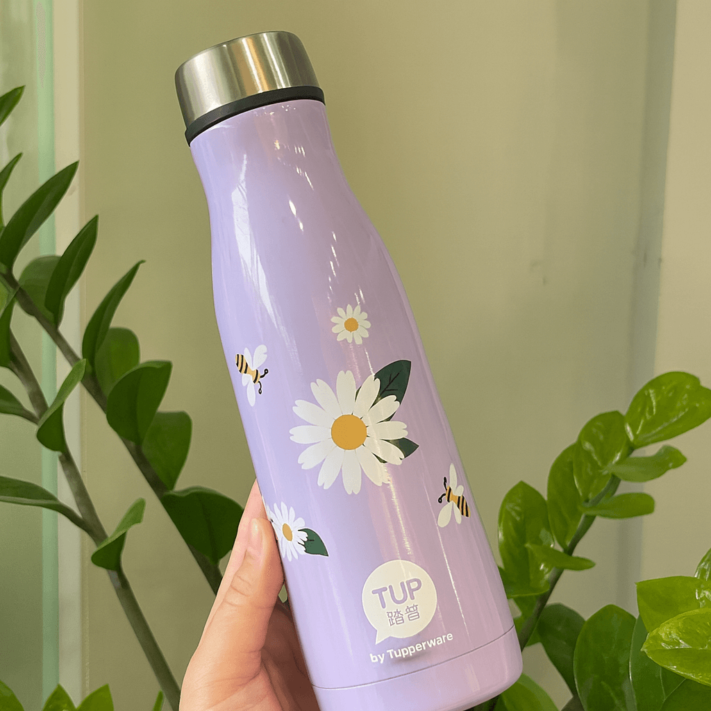 Tuptrung - Bình giữ nhiệt tím có hoa 410ml