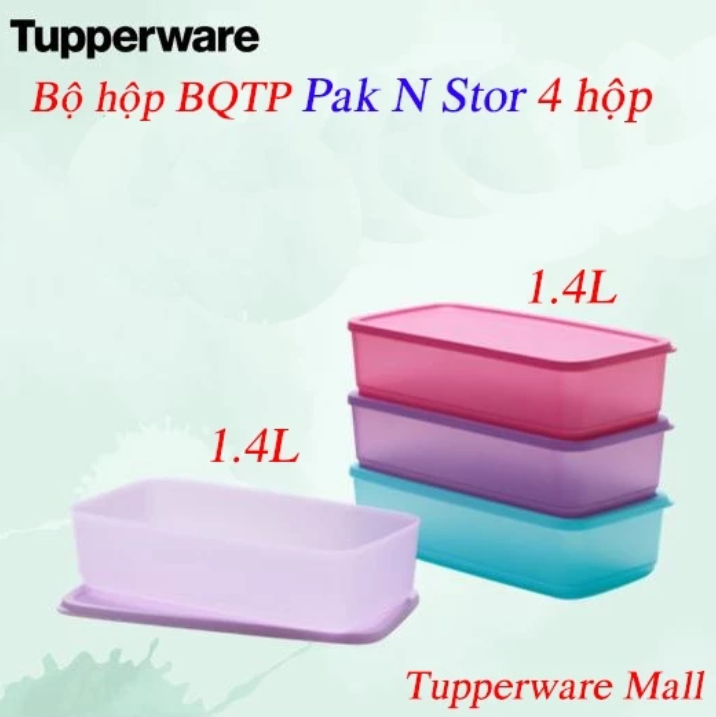 Bộ 4 Hộp Tupperware Bảo Quản Thực Phẩm Pak N Stor - Tupperware Chính Hãng