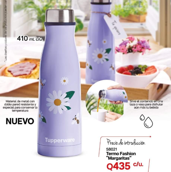 Tuptrung - Bình giữ nhiệt tím có hoa 410ml