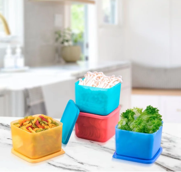 Bộ Hộp BQTP Tupperware Medium Square Round 4 Hộp 1L