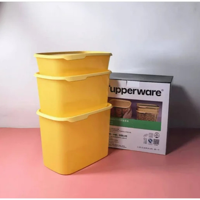 Bộ 3 Hộp Tupperware Trữ Mát / Khô One Touch - Màu Vàng