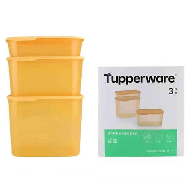 Bộ 3 Hộp Tupperware Trữ Mát / Khô One Touch - Màu Vàng