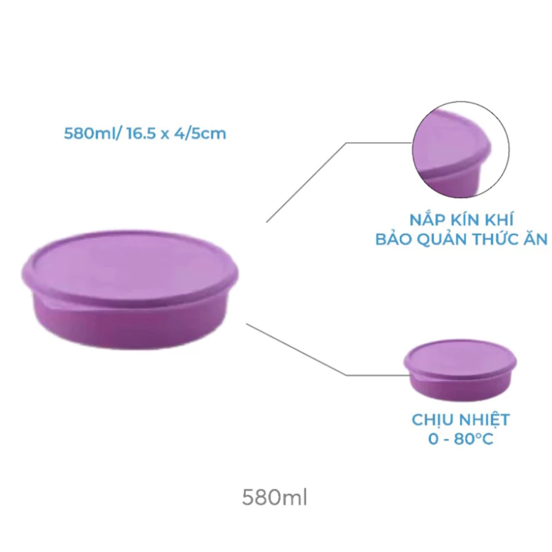 Combo Trọn Bộ Hộp Tupperware Bảo Quản Thực Phẩm Ngăn Mát Freshia Màu tím (5 Hộp)
