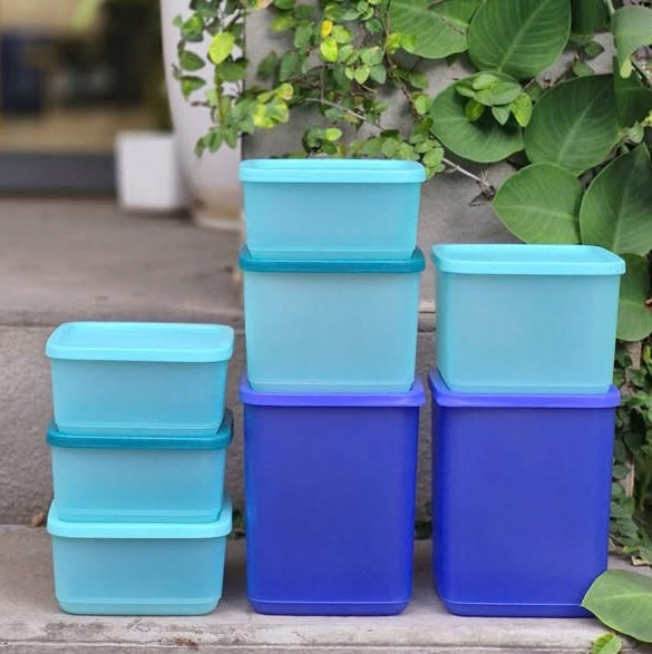 Bộ 8 Hộp  Tupperware Trữ Mát Fresh Block Squar  650ml + 1L + 1.8L  - New Tupperware Chính Hãng