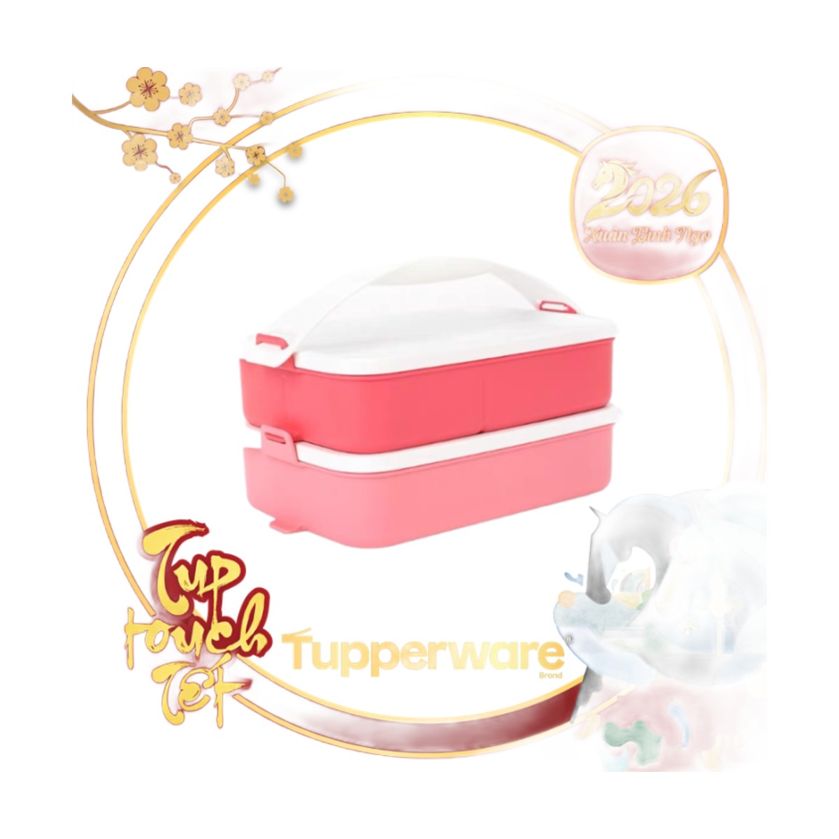 Hộp Cơm 2 Tầng Chia Ngăn Tupperware 900ml