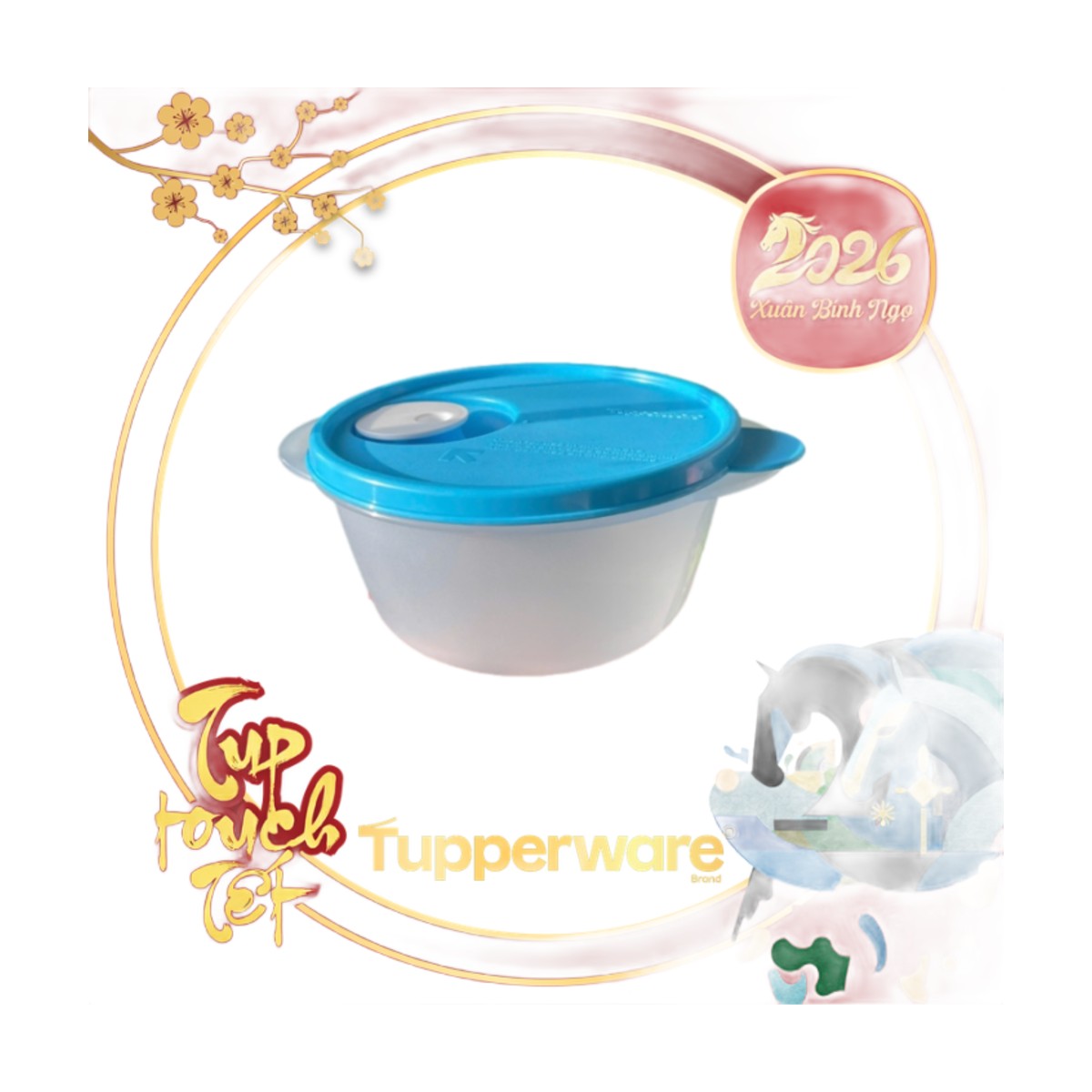 Hộp Trữ Mát Tupperware Dùng Lò Vi Sóng 800ml - Nắp Xanh Thân Trong