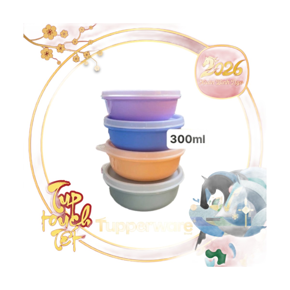 Hộp Bowl Trữ Mát Tupperware Round 300ml - 4 Màu