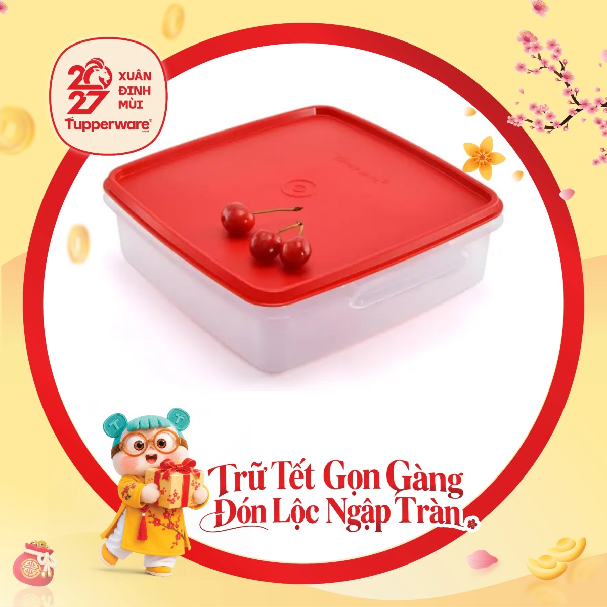 Hộp Trữ Khô Và Mát Tupperware Jumbo Goody 2L Có Tay Cầm