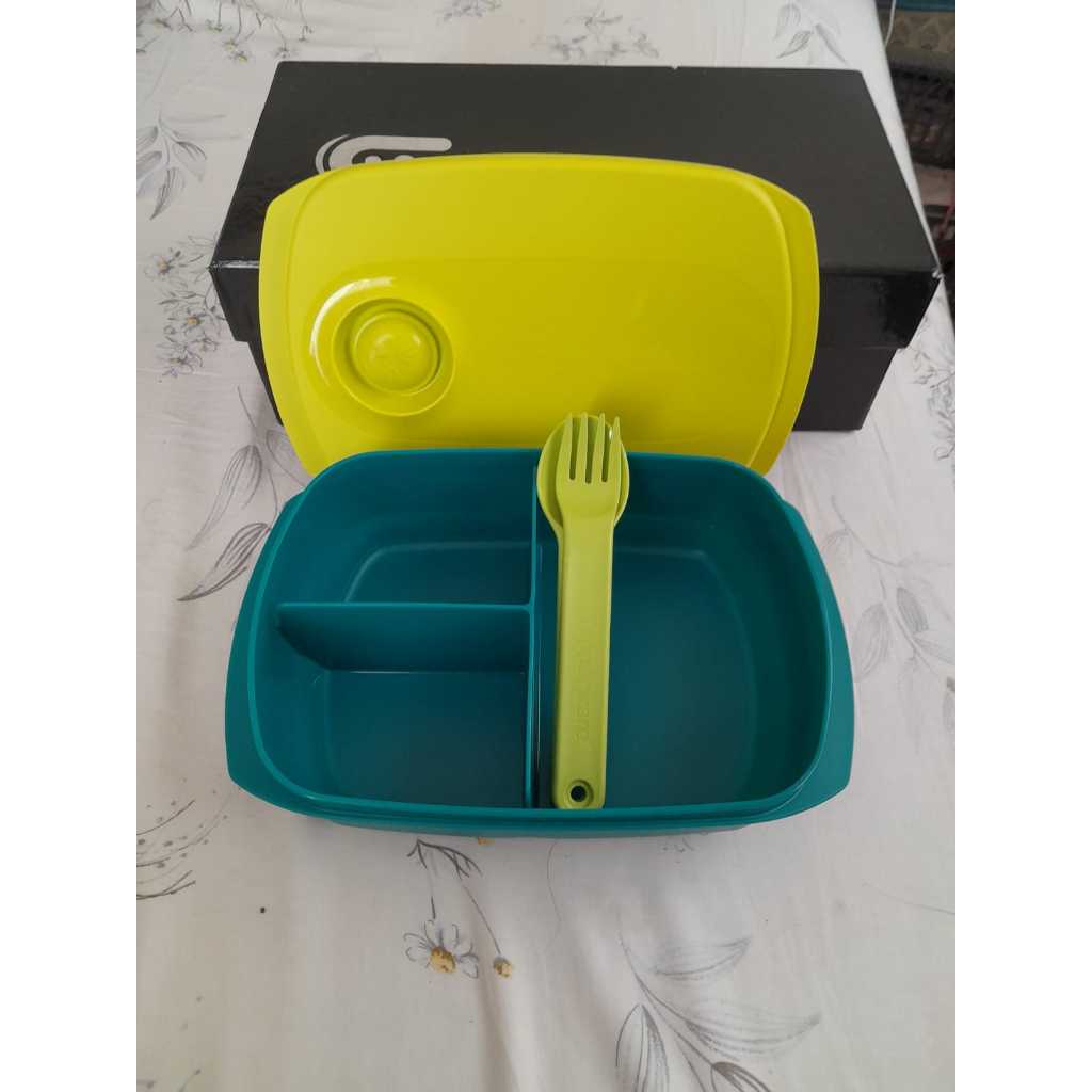 Hộp Cơm Tupperware 1L - 3 Ngăn quay LVS - Màu xanh cốm - Tupperware Malaysia Chính Hãng