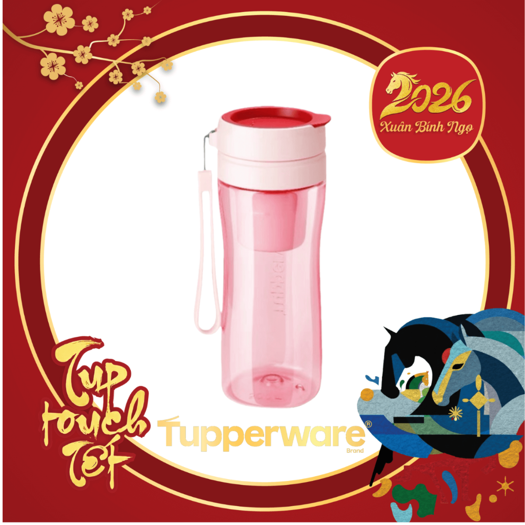 Bình Nước Tupperware Lọc Trà 500ml - Màu Hồng - Tupperware Trung Chính Hãng