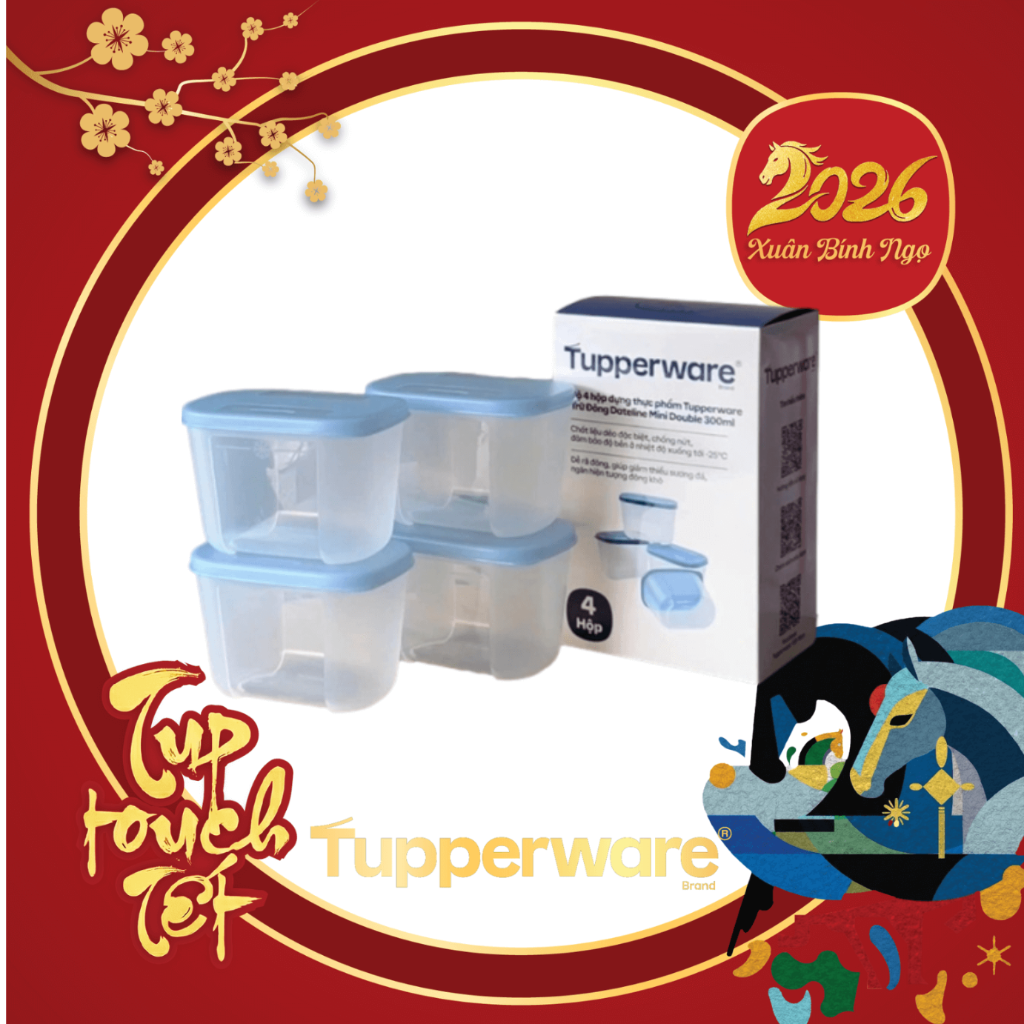Bộ 4 Hộp Tupperware Trữ Đông Gen I Mini 300ml - New Tupperware Chính Hãng