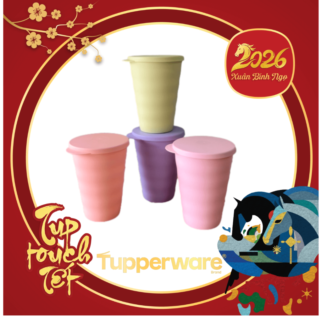 Cốc Tupperware Expression Tumbler  500ml - Có Nắp 4 Màu  - Tupperware Malaysia Chính Hãng