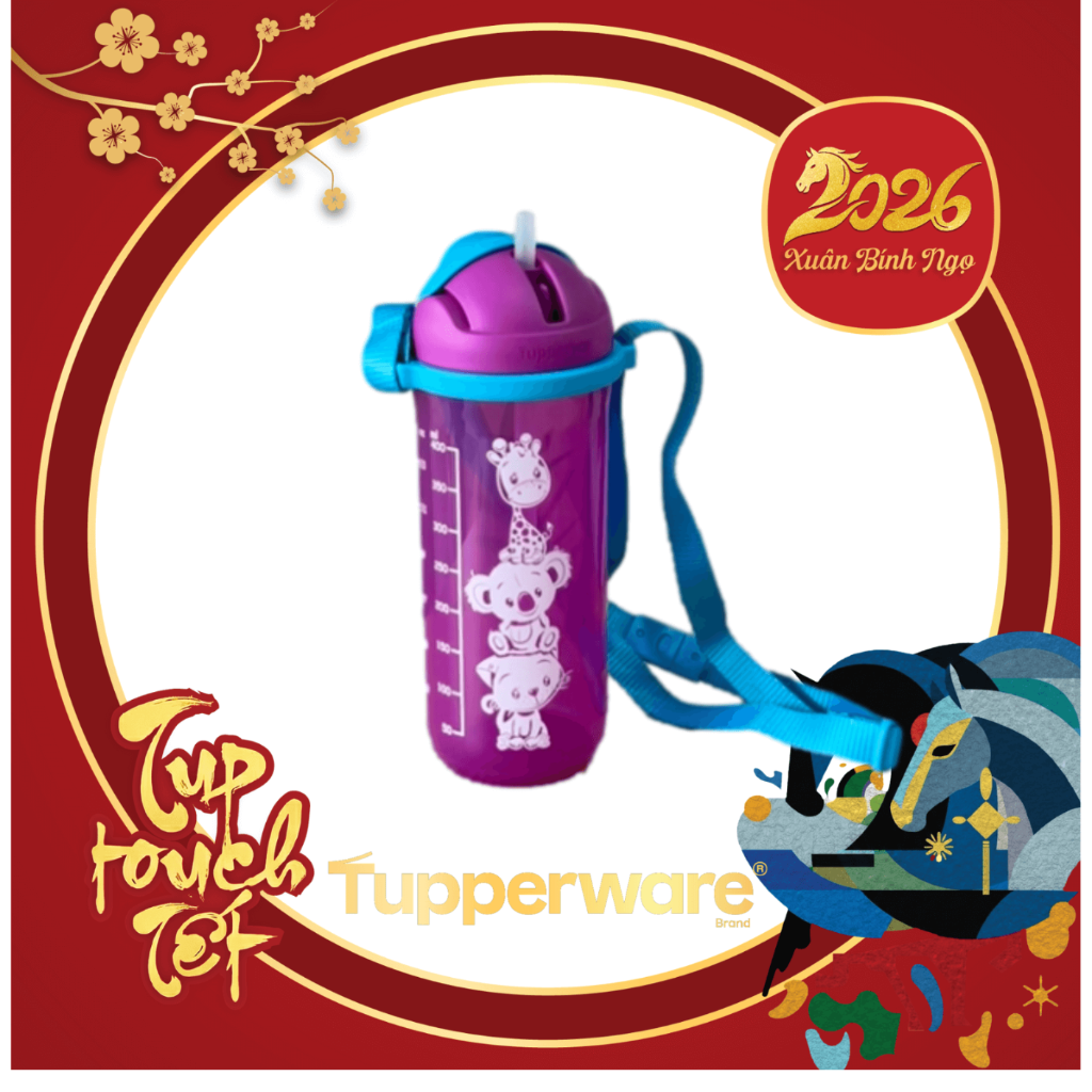 Bình Nước Tupperware Twinkle Straw Tumbler 500ml - Có Ống Hút + Quai Đeo - Tupperware Malaysia Chính Hãng