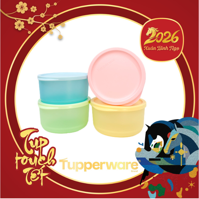 Bộ 4 Hộp Tròn Tupperware Trữ Mát Khô 530ml - Tupperware Chính Hãng