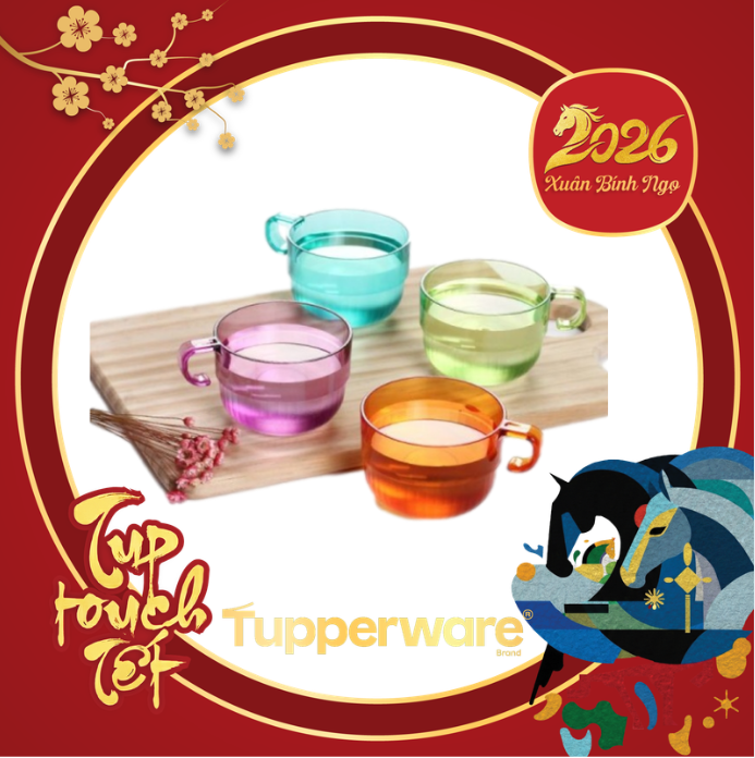 Set 4 Ly 190ml Tupperware - Hồng nhạt