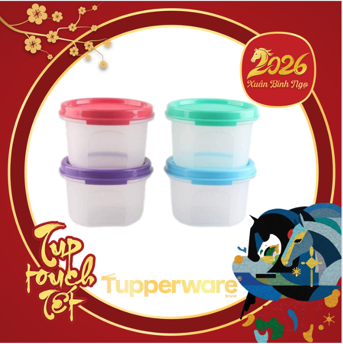 Bộ 4 Hộp Tròn Tupperware 200ml - Tupperware Trung Chính Hãng