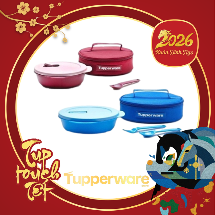 Bộ Hộp Cơm Tupperware Crystalwave Lunch Set - Chia Ngăn - Tupperware Chính Hãng