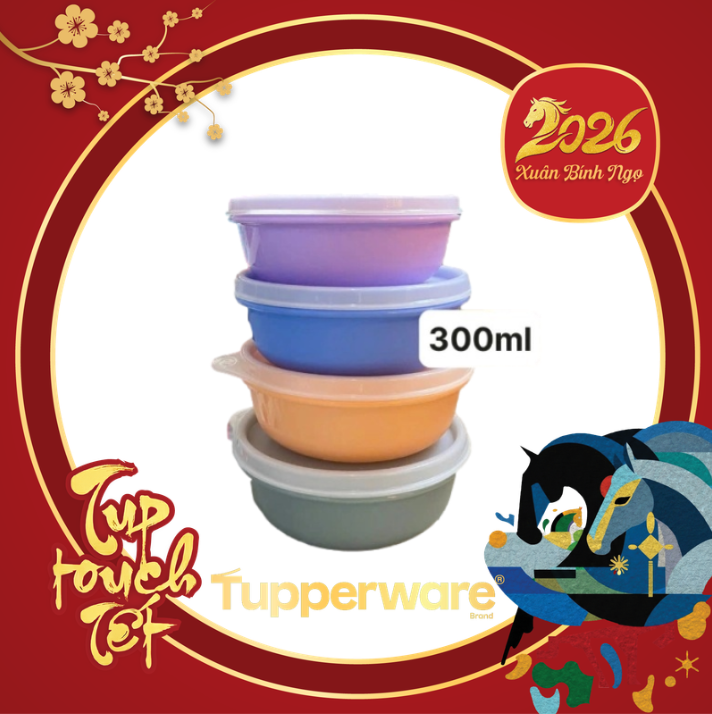 Hộp Mát Tupperware Round bowl 4 Màu 300ml (01 Hộp)