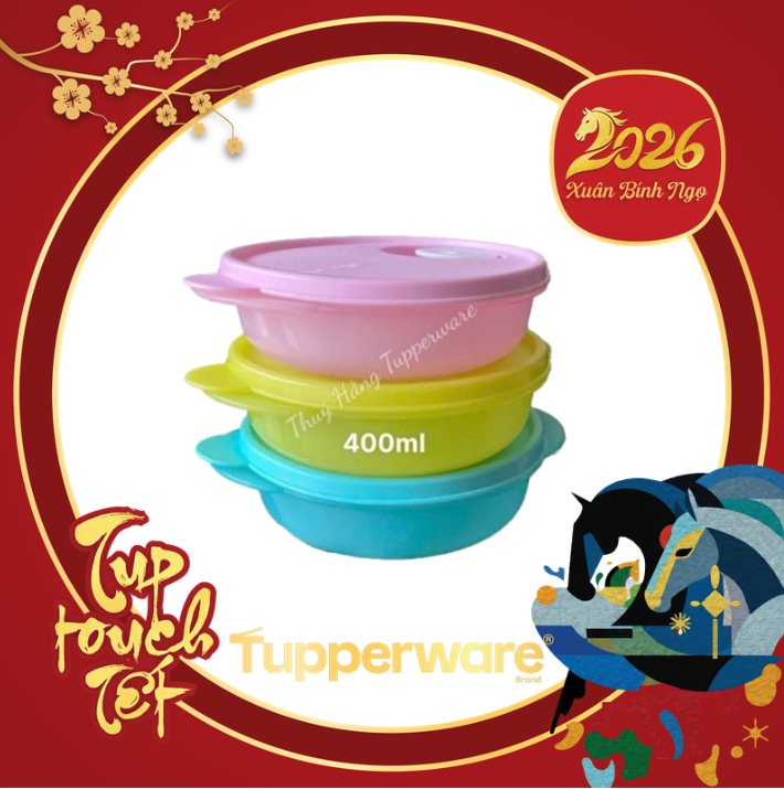 Hộp mát Tuppeware 400ml quay LVS (7 màu)